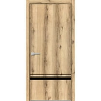 Solid French Door 18 x 80 inches | Planum 0012 Oak with Frosted Glass | Single Regular Panel Frame Trims Handle | Bathroom Bedroom Sturdy Doors