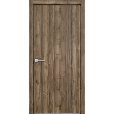 Solid French Door 18 x 80 inches | Planum 0016 White Silk with Frosted Glass | Single Regular Panel Frame Trims Handle | Bathroom Bedroom Sturdy Doors