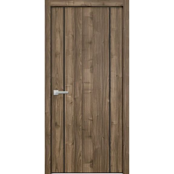 Solid French Door 18 x 80 inches | Planum 0016 White Silk with Frosted Glass | Single Regular Panel Frame Trims Handle | Bathroom Bedroom Sturdy Doors