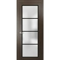 thumbnail image 1 of Solid French Door 18 x 80 inches | Planum 2132 Chocolate Ash Frosted Glass | Single Regular Panel Frame Trims Handle | Bathroom Bedroom Sturdy Doors, 1 of 6