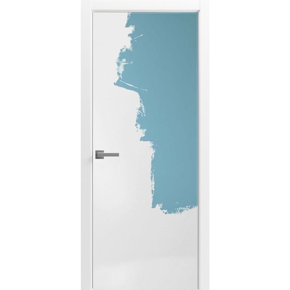 Solid French Door 18 x 96 inches | Planum 0010 Primed | Single Regular Panel Frame Trims Handle | Bathroom Bedroom Sturdy Doors