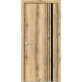 thumbnail image 1 of Solid French Door 24 x 80 inches | Planum 0011 Oak with Frosted Glass | Single Regular Panel Frame Trims Handle | Bathroom Bedroom Sturdy Doors, 1 of 5