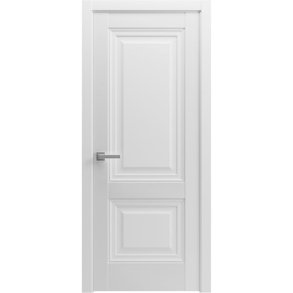 Solid French Door 24 x 84 inches | Lucia 8831 White Silk | Single Regular Panel Frame Trims Handle | Bathroom Bedroom Sturdy Doors