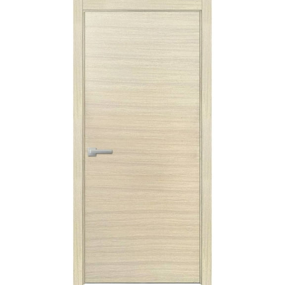 Solid French Door 24 x 96 inches | Planum 0010 Natural Veneer | Single Regular Panel Frame Trims Handle | Bathroom Bedroom Sturdy Doors