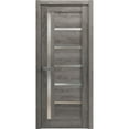 thumbnail image 1 of Solid French Door 24 x 96 inches | Quadro 4088 Nebraska Grey with Frosted Glass | Single Regular Panel Frame Trims Handle | Bathroom Bedroom Sturdy Doors, 1 of 7
