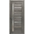 thumbnail image 1 of Solid French Door 28 x 80 inches | Quadro 4088 Nebraska Grey with Frosted Glass | Single Regular Panel Frame Trims Handle | Bathroom Bedroom Sturdy Doors, 1 of 5