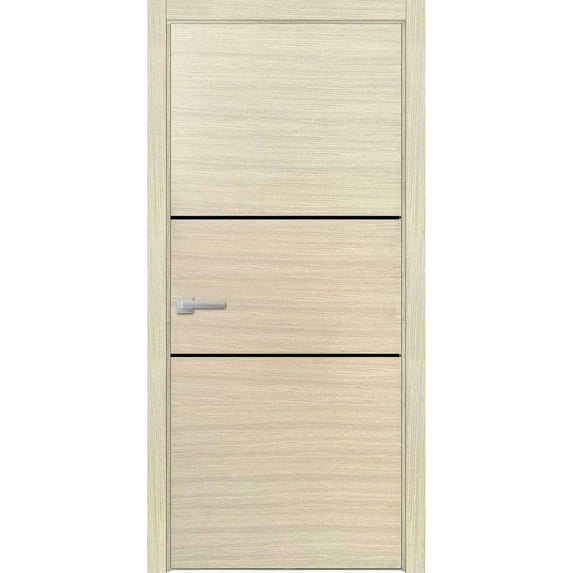 Modern Wood Interior Door with Hardware | Planum 0014 Natural Veneer | Single Panel Frame Trims | Bathroom Bedroom Sturdy Doors-28" x 84"