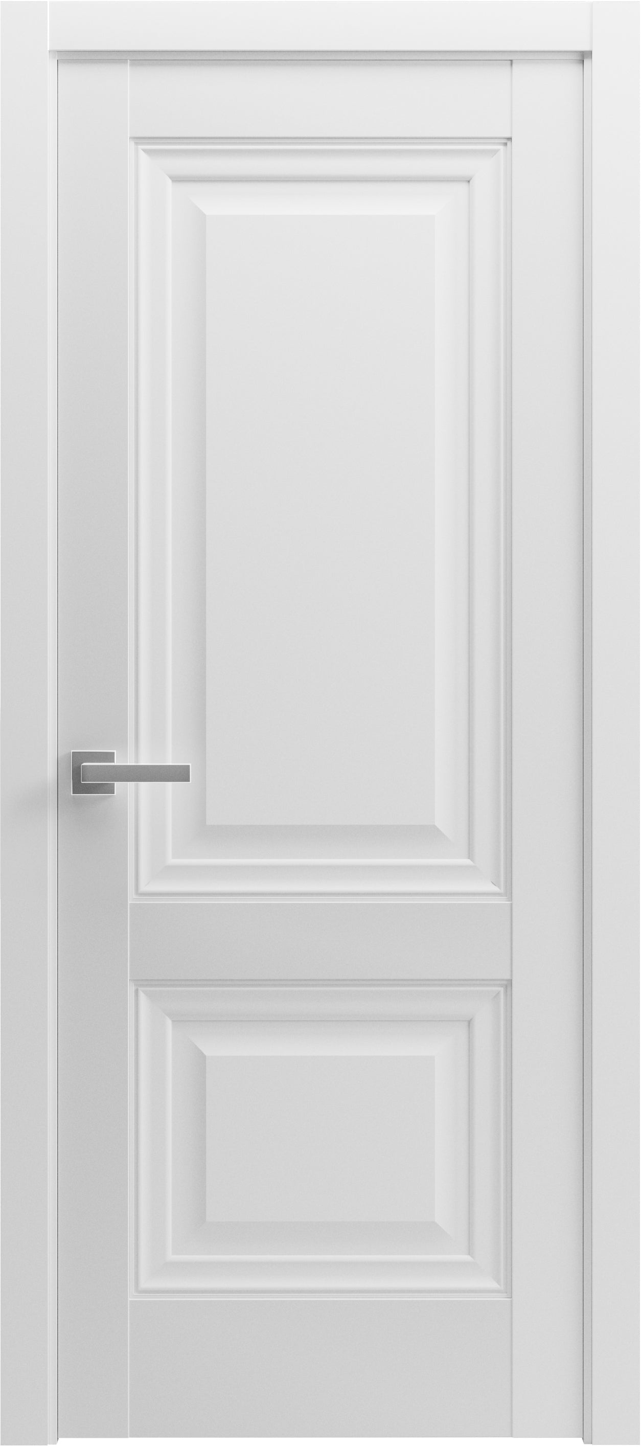 Solid French Door 30 x 80 inches | Lucia 8831 White Silk | Single Regular Panel Frame Trims Handle | Bathroom Bedroom Sturdy Doors