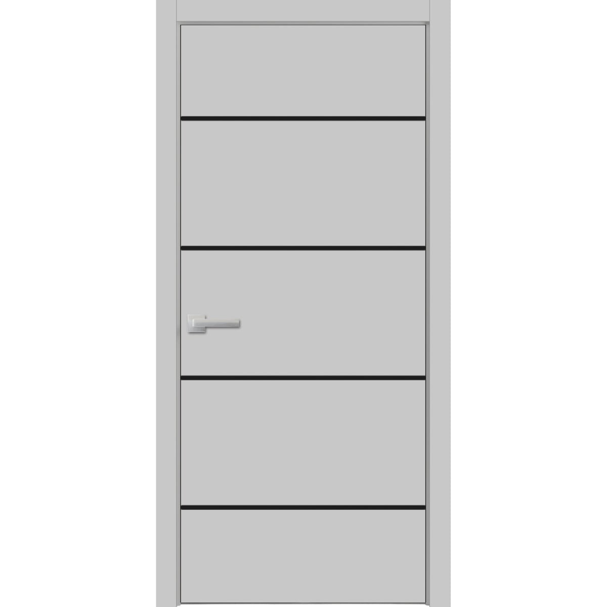 Solid French Door 32 x 80 inches Planum 0015 Grey Matte with Frosted