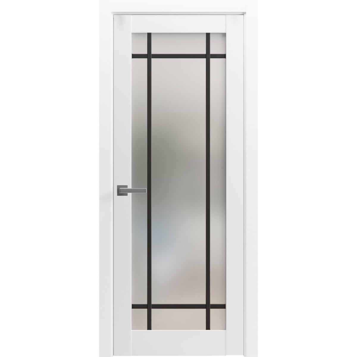 Solid French Door 32 x 80 inches | Planum 2112 White Silk Frosted Glass ...