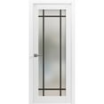 thumbnail image 1 of Solid French Door 32 x 84 inches | Planum 2112 White Silk Frosted Glass | Single Regular Panel Frame Trims Handle | Bathroom Bedroom Sturdy Doors, 1 of 6