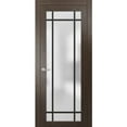 thumbnail image 1 of Solid French Door 32 x 96 inches | Planum 2112 Chocolate Ash Frosted Glass | Single Regular Panel Frame Trims Handle | Bathroom Bedroom Sturdy Doors, 1 of 6