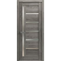 Solid French Door 32 x 96 inches | Quadro 4088 Nebraska Grey with Frosted Glass | Single Regular Panel Frame Trims Handle | Bathroom Bedroom Sturdy Doors