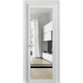 thumbnail image 1 of Solid French Door 42 x 80 inches | Lucia 2666 White Silk Clear Glass | Single Regular Panel Frame Trims Handle | Bathroom Bedroom Sturdy Doors, 1 of 5