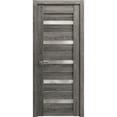 thumbnail image 1 of Solid French Door 42 x 80 inches | Quadro 4445 Nebraska Grey with Frosted Glass | Single Regular Panel Frame Trims Handle | Bathroom Bedroom Sturdy Doors, 1 of 6