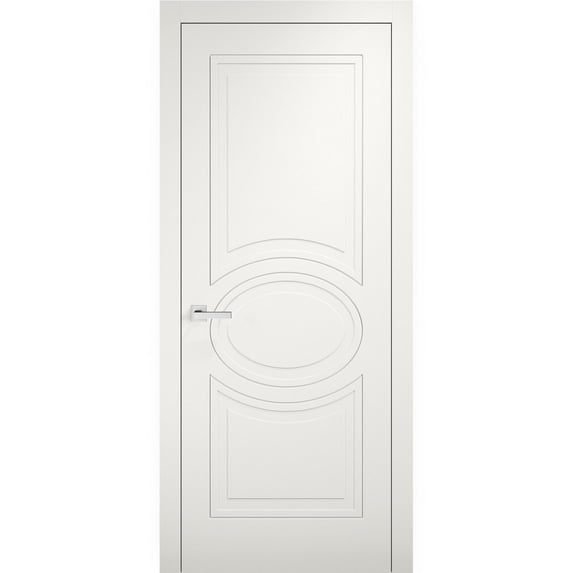 Solid French Door 42 x 84 inches / Mela 7001 Matte White / Single Regular Panel Frame Handle / Bathroom Bedroom Modern Doors