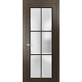 thumbnail image 1 of Solid French Door 42 x 84 inches | Planum 2122 Chocolate Ash Frosted Glass | Single Regular Panel Frame Trims Handle | Bathroom Bedroom Sturdy Doors, 1 of 6