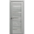 thumbnail image 1 of Solid French Door 42 x 84 inches | Quadro 4445 Light Grey Oak with Frosted Glass | Single Regular Panel Frame Trims Handle | Bathroom Bedroom Sturdy Doors, 1 of 6