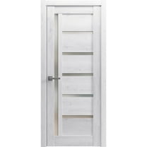 Solid French Door 42 x 96 inches | Quadro 4088 Nordic White with Frosted Glass | Single Regular Panel Frame Trims Handle | Bathroom Bedroom Sturdy Doors