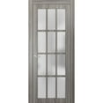 thumbnail image 1 of Solid French Door Frosted Glass 12 Lites | Felicia 3312 Ginger Ash | Single Regural Panel Frame Trims Handle | Bathroom Bedroom Sturdy Doors -28" x 96", 1 of 6