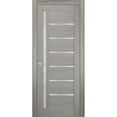 thumbnail image 1 of Solid French Door Frosted Glass 18 x 96 inches | Quadro 4088 Grey Ash | Single Regular Panel Frame Trims Handle | Bathroom Bedroom Sturdy Doors, 1 of 6