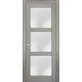 thumbnail image 1 of Solid French Door Frosted Glass 28 x 96 inches | Lucia 2552 Grey Ash | Single Regular Panel Frame Trims Handle | Bathroom Bedroom Sturdy Doors, 1 of 6