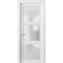 Solid French Door Frosted Glass 3 Lites 30 x 80 inches