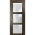 thumbnail image 1 of Solid French Door Frosted Glass 30 x 80 inches | Lucia 2552 Chocolate Ash | Single Regular Panel Frame Trims Handle | Bathroom Bedroom Sturdy Doors, 1 of 7