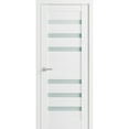 thumbnail image 1 of Solid French Door Frosted Glass 30 x 96 inches | Quadro 4266 White Silk | Single Regular Panel Frame Trims Handle | Bathroom Bedroom Sturdy Doors, 1 of 6
