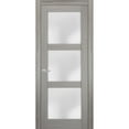 thumbnail image 1 of Solid French Door Frosted Glass 32 x 80 inches | Lucia 2552 Grey Ash | Single Regular Panel Frame Trims Handle | Bathroom Bedroom Sturdy Doors, 1 of 7