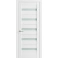 thumbnail image 1 of Solid French Door Frosted Glass 36 x 84 inches | Quadro 4445 White Silk | Single Regular Panel Frame Trims Handle | Bathroom Bedroom Sturdy Doors, 1 of 6