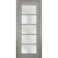 thumbnail image 1 of Solid French Door Frosted Glass 42 x 80 inches | Quadro 4002 Grey Ash | Single Regular Panel Frame Trims Handle | Bathroom Bedroom Sturdy Doors, 1 of 7