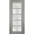 thumbnail image 1 of Solid French Door Frosted Glass 42 x 84 inches | Quadro 4002 Grey Ash | Single Regular Panel Frame Trims Handle | Bathroom Bedroom Sturdy Doors, 1 of 6