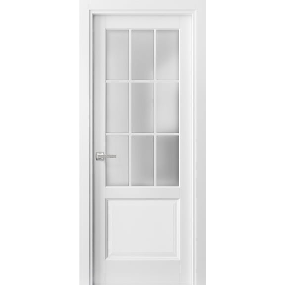 Solid French Door Frosted Glass 9 Lites 36 x 80 inches