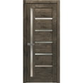 thumbnail image 1 of Solid French Door Frosted Glass | Quadro 4088 Cognac Oak | Single Regular Panel Frame Trims Handle | Bathroom Bedroom Sturdy Doors -30" x 84", 1 of 6