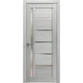 thumbnail image 1 of Solid French Door Frosted Glass | Quadro 4088 Light Grey Oak | Single Regular Panel Frame Trims Handle | Bathroom Bedroom Sturdy Doors -18" x 84", 1 of 6