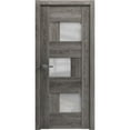 thumbnail image 1 of Solid French Door Frosted Glass | Sete 6933 Nebraska Grey | Single Regular Panel Frame Trims Handle | Bathroom Bedroom Sturdy Doors -36" x 80", 1 of 6