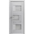 thumbnail image 1 of Solid French Door Frosted Glass | Sete 6933 Nordic White | Single Regular Panel Frame Trims Handle | Bathroom Bedroom Sturdy Doors -42" x 80", 1 of 6