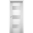 thumbnail image 1 of Solid French Door Opaque Glass 18 x 80 inches / Sete 6003 White Silk / Single Regular Panel Frame Handle / Bathroom Bedroom Modern Doors, 1 of 5