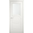 thumbnail image 1 of Solid French Door Opaque Glass 32 x 84 inches / Mela 7012 Matte White / Single Regular Panel Frame Handle / Bathroom Bedroom Modern Doors, 1 of 3
