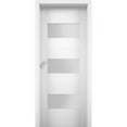thumbnail image 1 of Solid French Door Opaque Glass 36 x 96 inches / Sete 6003 White Silk / Single Regular Panel Frame Handle / Bathroom Bedroom Modern Doors, 1 of 4
