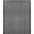 thumbnail image 1 of Solid French Double Doors 36 x 84 inches | Planum 0010 Concrete | Wood Solid Panel Frame Trims | Closet Bedroom Sturdy Doors, 1 of 4