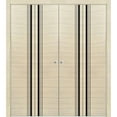 thumbnail image 1 of Solid French Double Doors 36 x 96 inches | Planum 0011 Natural Veneer with Frosted Glass | Wood Solid Panel Frame Trims | Closet Bedroom Sturdy Doors, 1 of 6