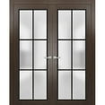 thumbnail image 1 of Solid French Double Doors 36 x 96 inches | Planum 2122 Chocolate Ash Frosted Glass | Wood Solid Panel Frame Trims | Closet Bedroom Sturdy Doors, 1 of 5