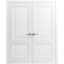 Solid French Double Doors 48 x 80 inches | Lucia 8831 White Silk | Wood Solid Panel Frame Trims | Closet Bedroom Sturdy Doors