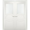 thumbnail image 1 of Solid French Double Doors 48 x 80 inches Opaque Glass / Mela 7012 Matte White / Wood Solid Panel Frame / Closet Bedroom Modern Doors, 1 of 5