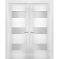 thumbnail image 1 of Solid French Double Doors 48 x 80 inches Opaque Glass / Sete 6003 White Silk / Wood Solid Panel Frame / Closet Bedroom Modern Doors, 1 of 3