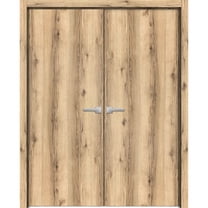 Solid French Double Doors 48 x 80 inches | Planum 0010 Walnut | Wood Solid Panel Frame Trims | Closet Bedroom Sturdy Doors