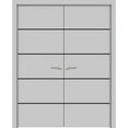 thumbnail image 1 of Solid French Double Doors 48 x 80 inches | Planum 0015 Grey Matte with Frosted Glass | Wood Solid Panel Frame Trims | Closet Bedroom Sturdy Doors, 1 of 5