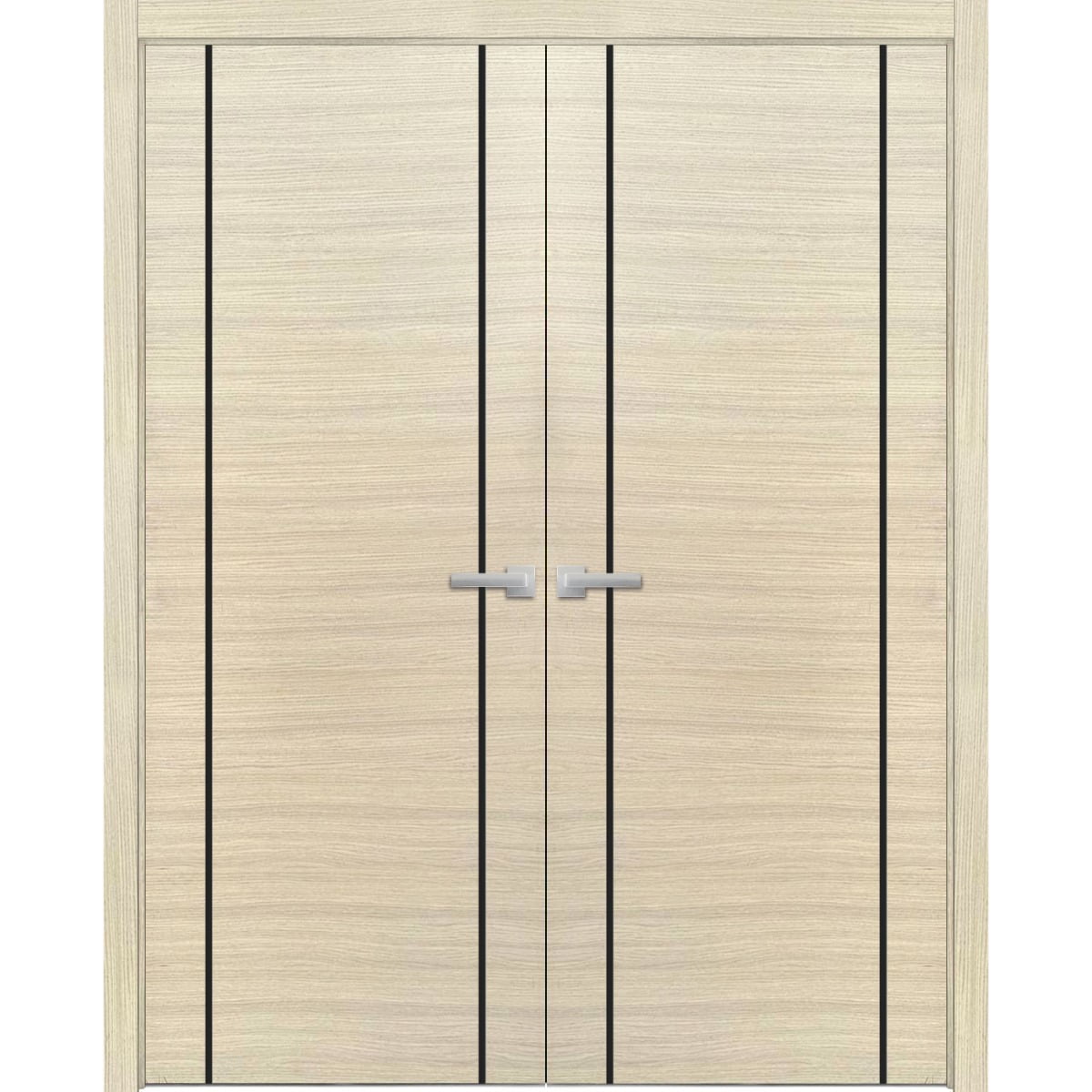 Solid French Double Doors 48 x 80 inches | Planum 0017 Natural Veneer ...